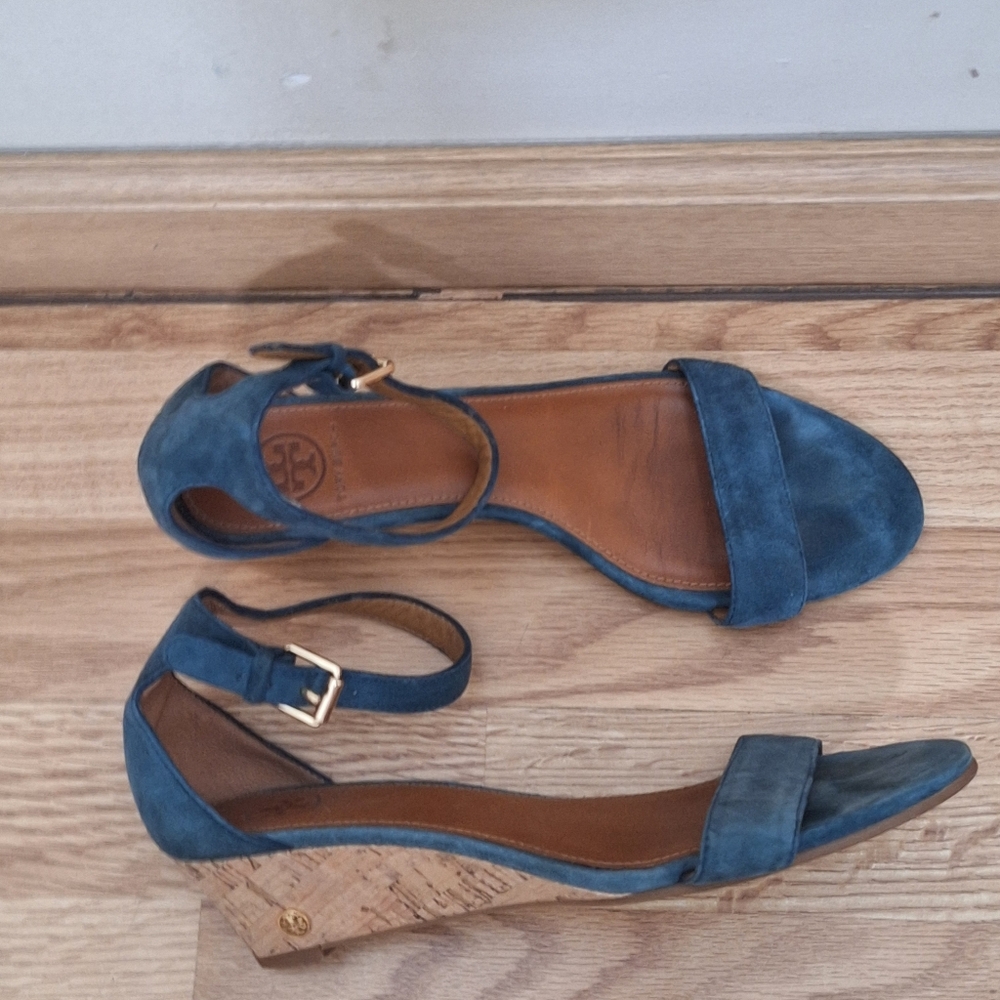 Tory Burch Blue Wedges